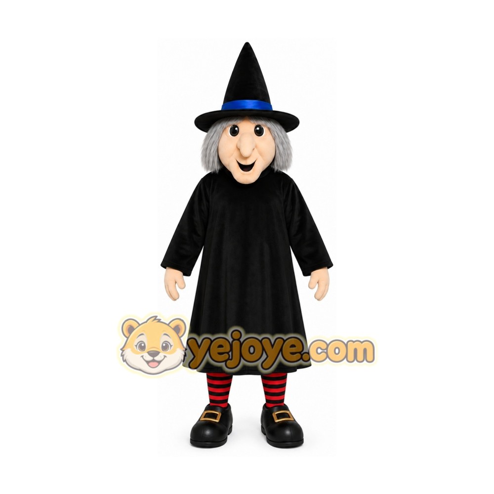 Black Witch Mascot Costume with Custom Logo Black Witch Mascot Costume with Custom Logo