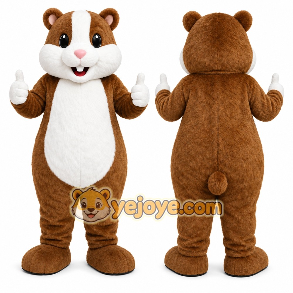 Brown Hamster Mascot Costume with Custom Logo Brown Hamster Mascot Costume with Custom Logo