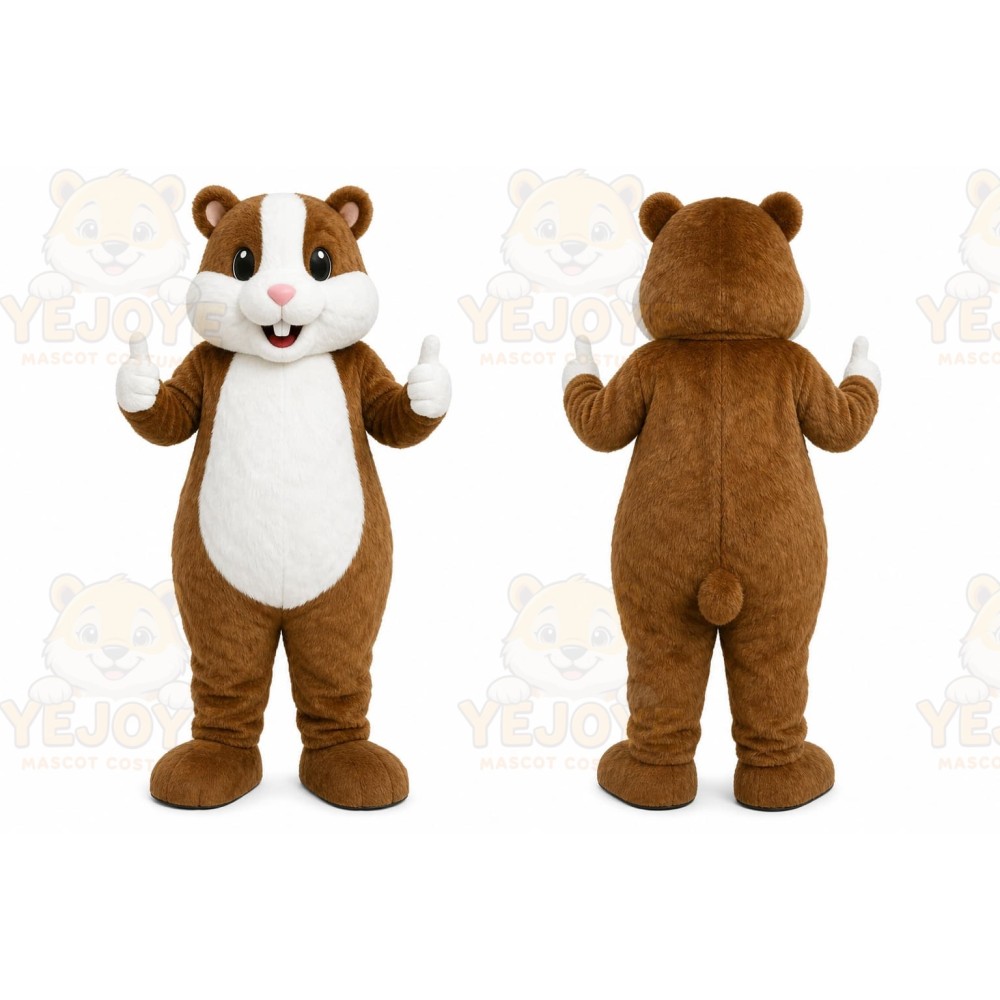 Brown Hamster Mascot Costume with Custom Logo