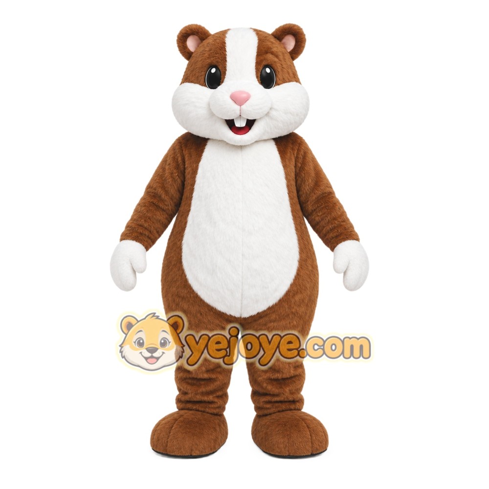 Brown Hamster Mascot Costume with Custom Logo Brown Hamster Mascot Costume with Custom Logo