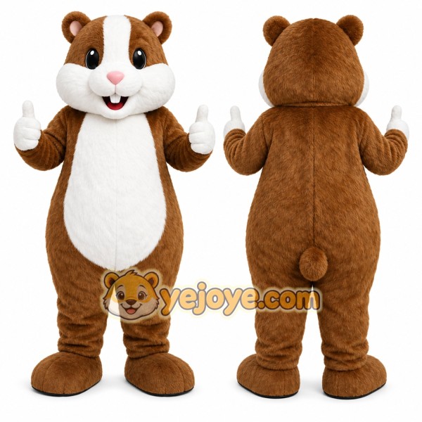 Brown Hamster Mascot Costume with Custom Logo