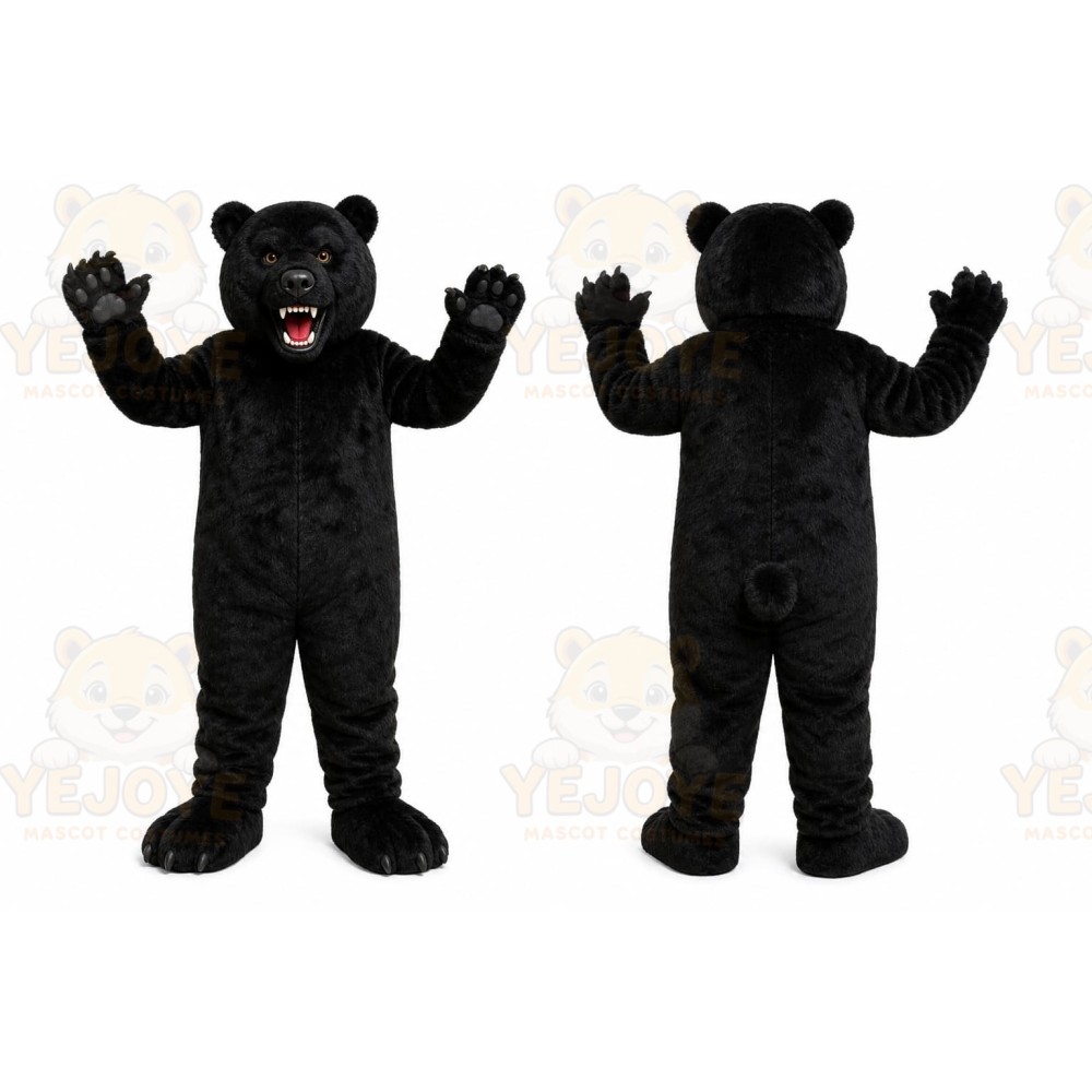 Black Bear Mascot Costume with Custom Logo