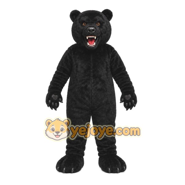 Black Bear Mascot Costume with Custom Logo