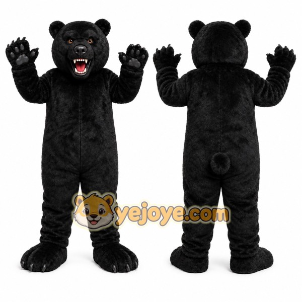 Black Bear Mascot Costume with Custom Logo