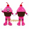 Pink Cupcake Mascot Costume with Custom Logo Pink Cupcake Mascot Costume with Custom Logo