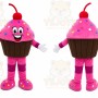 Pink Cupcake Mascot Costume with Custom Logo