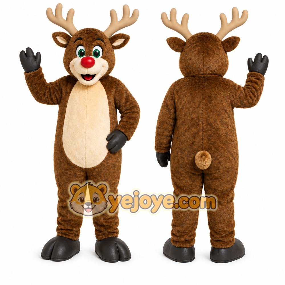 Brown Reindeer Mascot Costume with Custom Logo Brown Reindeer Mascot Costume with Custom Logo