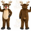 Brown Reindeer Mascot Costume with Custom Logo