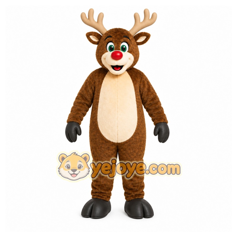 Brown Reindeer Mascot Costume with Custom Logo Brown Reindeer Mascot Costume with Custom Logo