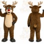 Brown Reindeer Mascot Costume with Custom Logo