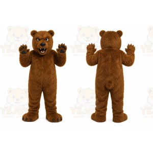 Brown Bear Mascot Costume with Custom Logo
