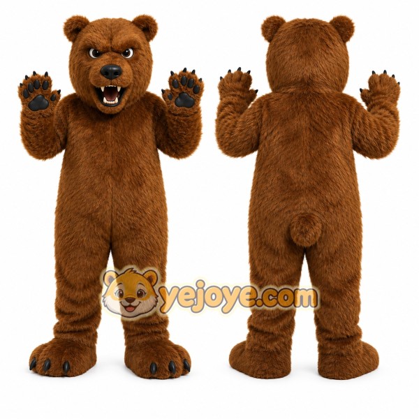 Brown Bear Mascot Costume with Custom Logo