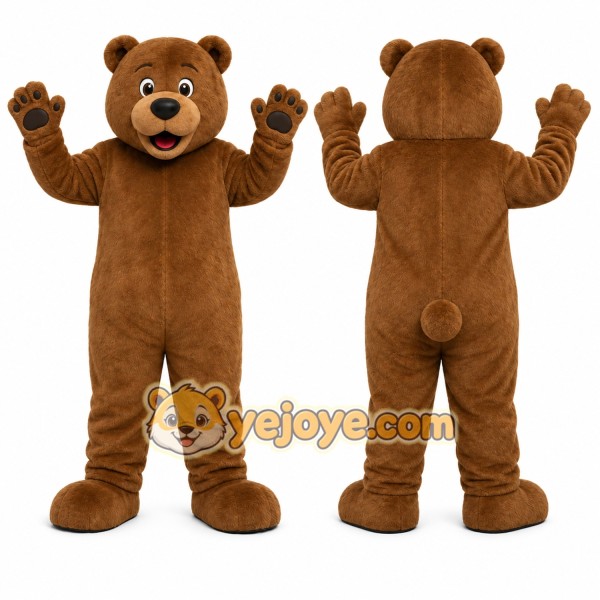 Brown Bear Mascot Costume with Custom Logo