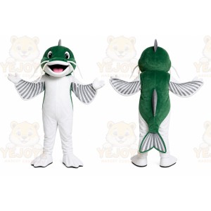 Green Fish Mascot Costume with Custom Logo