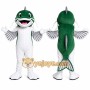Green Fish Mascot Costume with Custom Logo