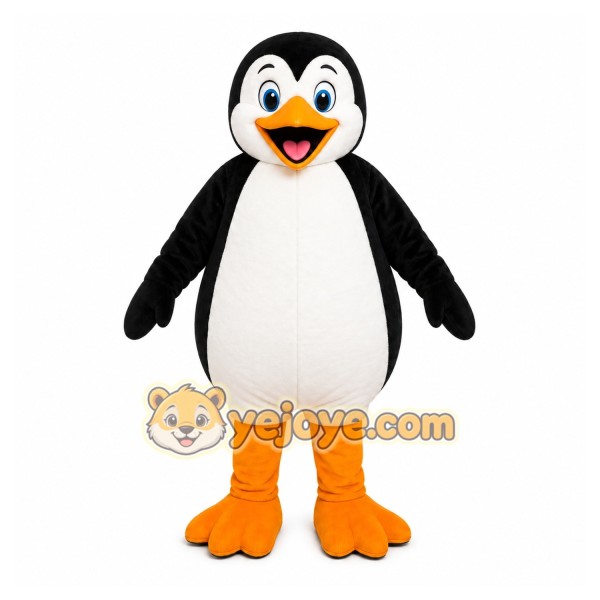 Black Penguin Mascot Costume with Custom Logo Black Penguin Mascot Costume with Custom Logo