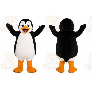 Black Penguin Mascot Costume with Custom Logo