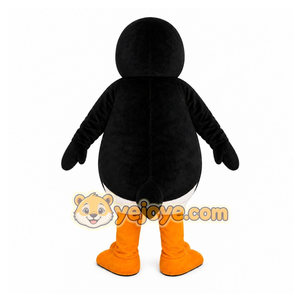 Black Penguin Mascot Costume with Custom Logo Black Penguin Mascot Costume with Custom Logo