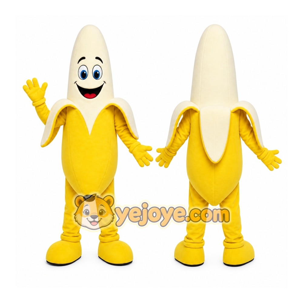 Yellow Banana Mascot Costume with Custom Logo Yellow Banana Mascot Costume with Custom Logo