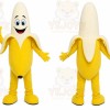 Yellow Banana Mascot Costume with Custom Logo