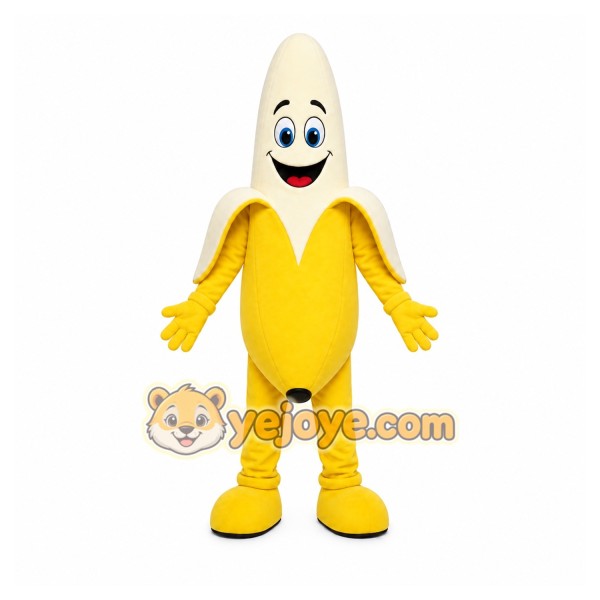 Yellow Banana Mascot Costume with Custom Logo
