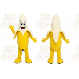 Yellow Banana Mascot Costume with Custom Logo