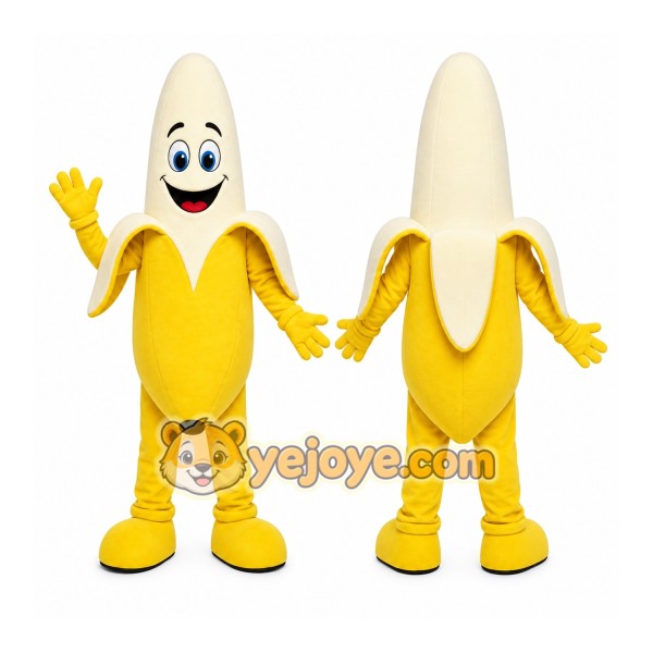 Yellow Banana Mascot Costume with Custom Logo