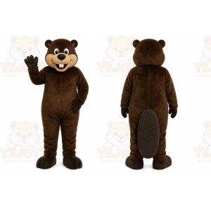 Brown Beaver Mascot Costume with Custom Logo