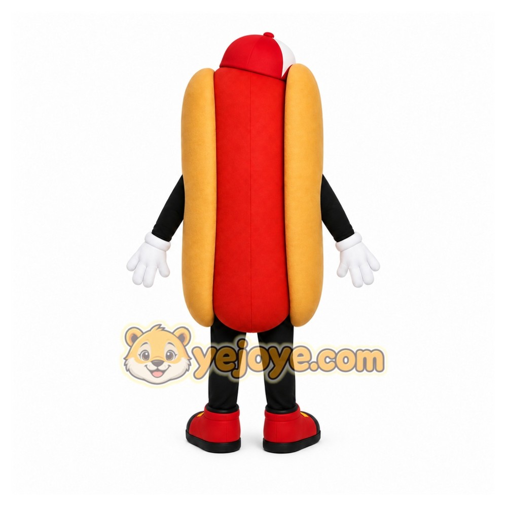 Red Hotdog Mascot Costume with Custom Logo Red Hotdog Mascot Costume with Custom Logo