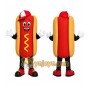 Red Hotdog Mascot Costume with Custom Logo