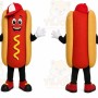 Red Hotdog Mascot Costume with Custom Logo