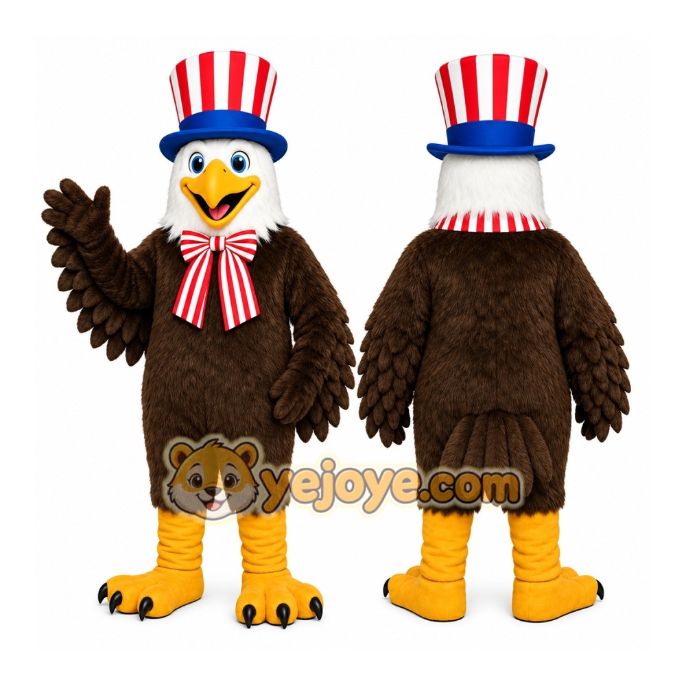 Brown Eagle Mascot Costume with Custom Logo