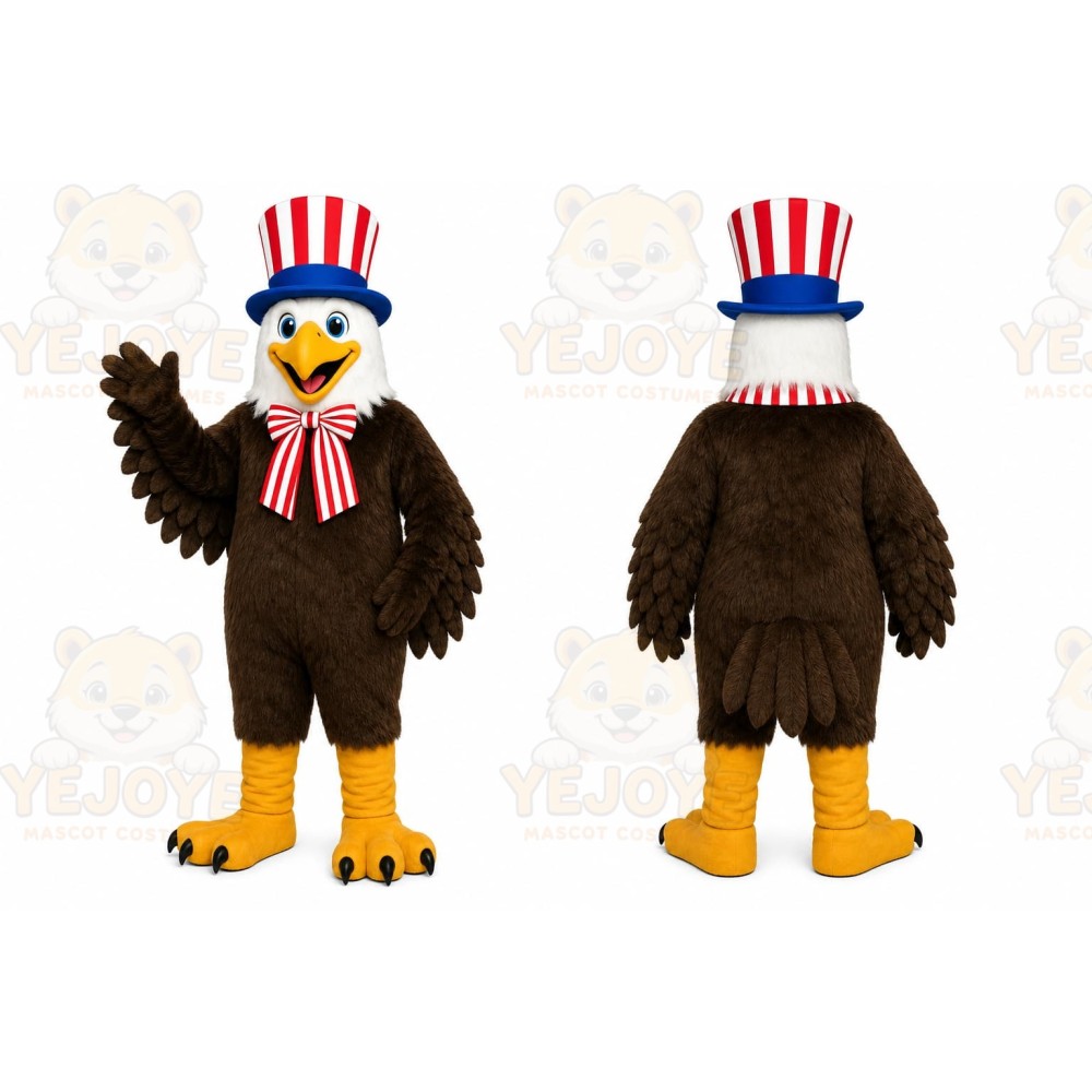 Brown Eagle Mascot Costume with Custom Logo