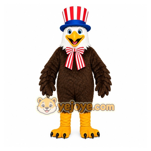 Brown Eagle Mascot Costume with Custom Logo