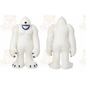 White Yeti Mascot Costume with Custom Logo