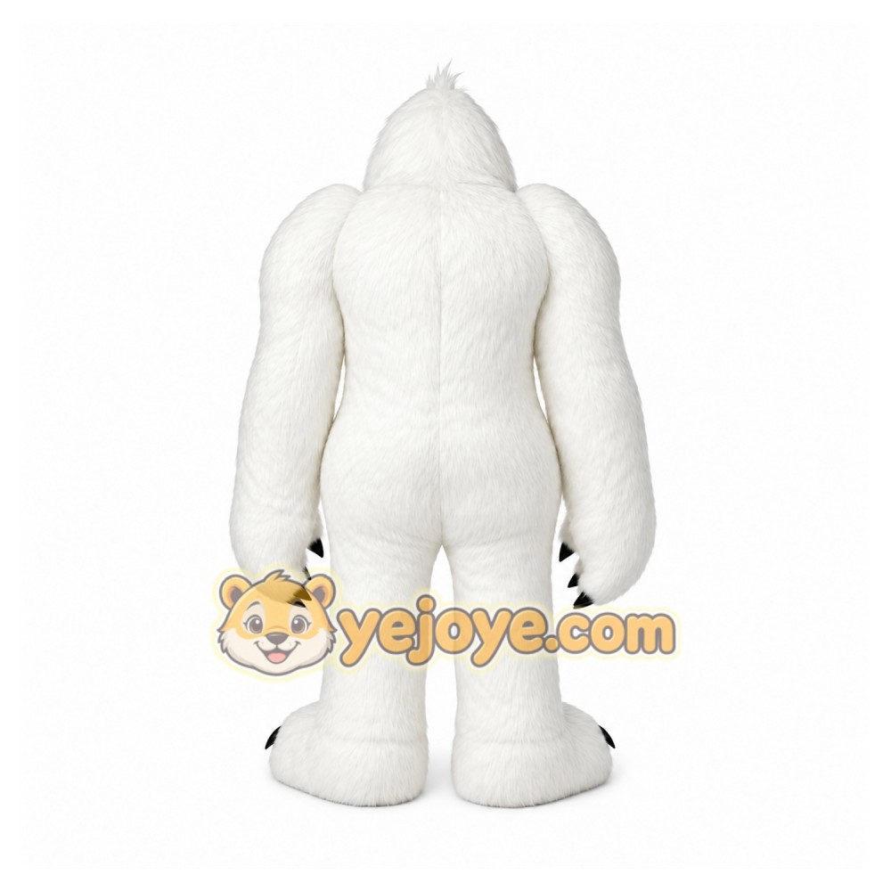 White Yeti Mascot Costume with Custom Logo