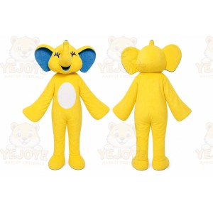 Yellow Elephant Mascot Costume with Custom Logo
