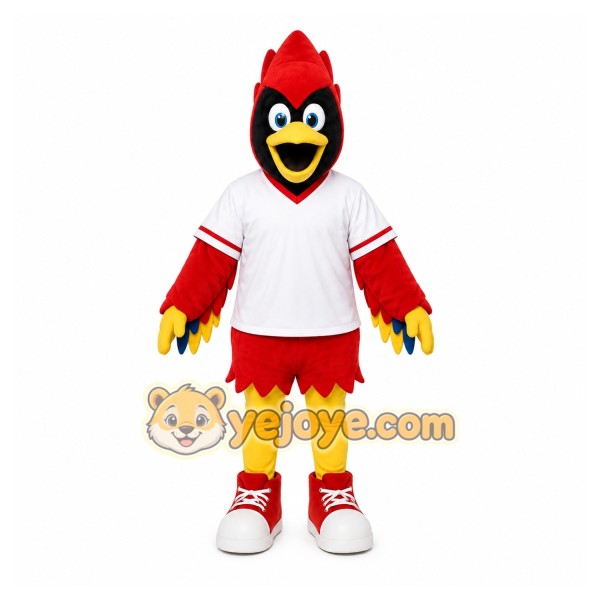 Red Bird Mascot Costume with Custom Logo