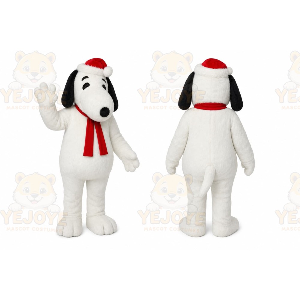 White Dog Mascot Costume with Custom Logo