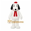 White Dog Mascot Costume with Custom Logo