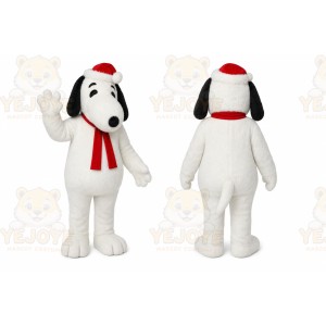 White Dog Mascot Costume with Custom Logo