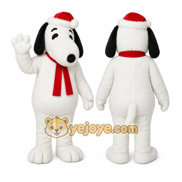 White Dog Mascot Costume with Custom Logo