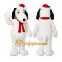 White Dog Mascot Costume with Custom Logo