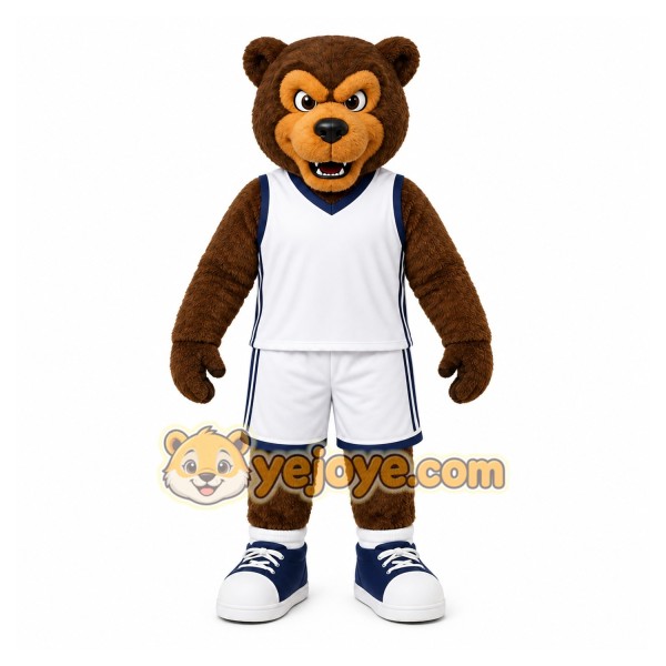 Brown Bear Mascot Costume with Custom Logo