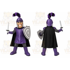 Purple Roman Warrior Mascot Costume with Custom Logo