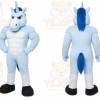 Blue Unicorn Mascot Costume with Custom Logo