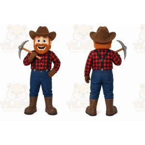 Red Lumberjack Mascot Costume with Custom Logo
