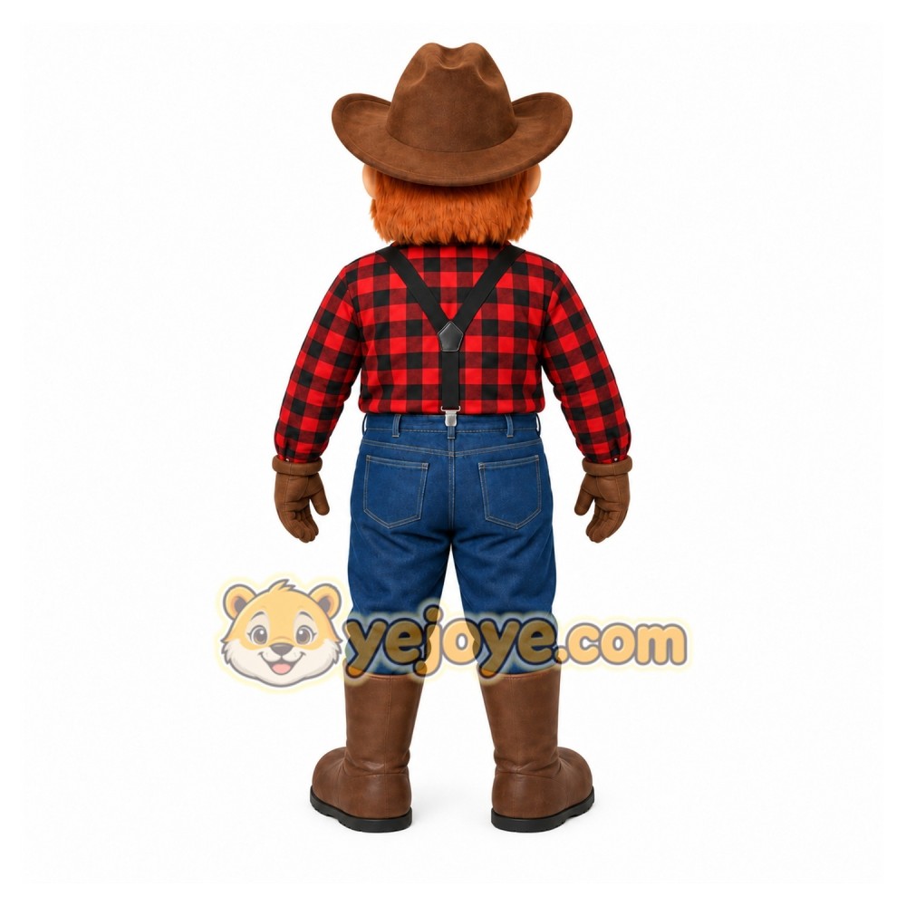 Red Lumberjack Mascot Costume with Custom Logo