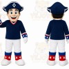 Blue Pirate Mascot Costume with Custom Logo
