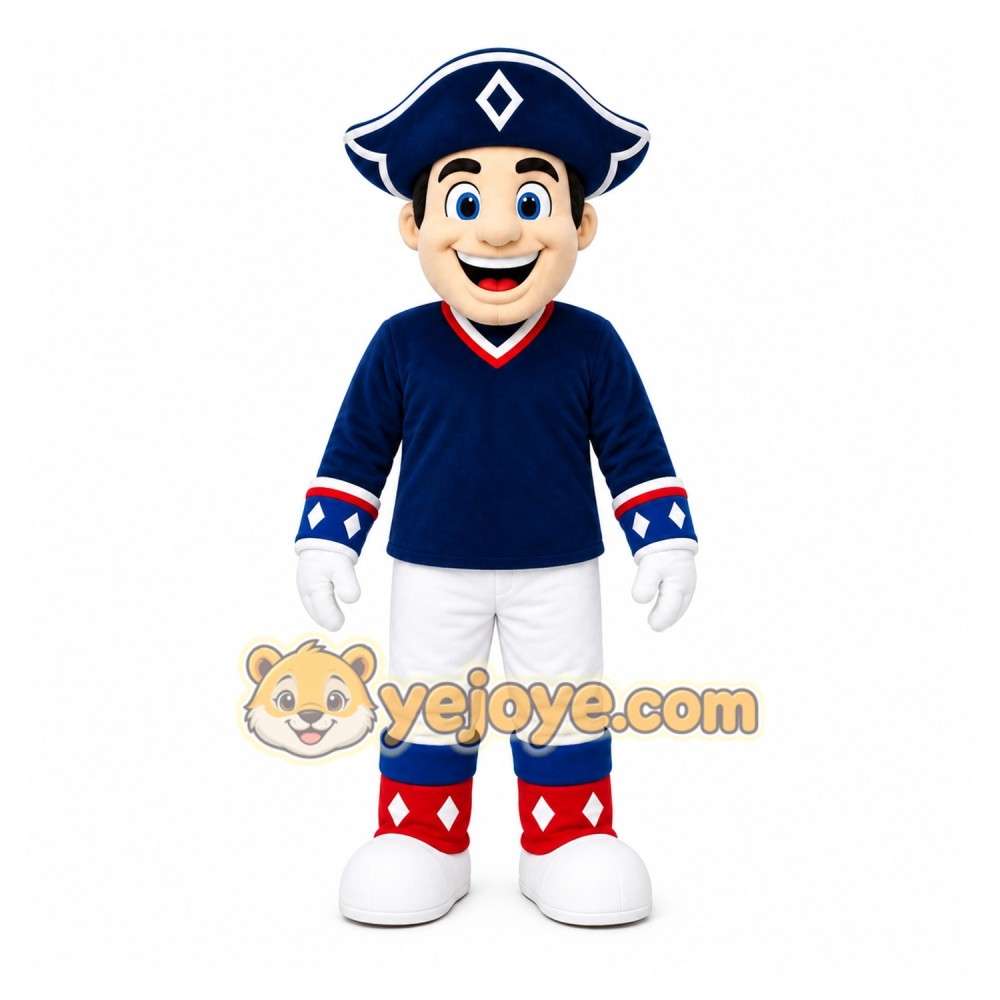 Blue Pirate Mascot Costume with Custom Logo